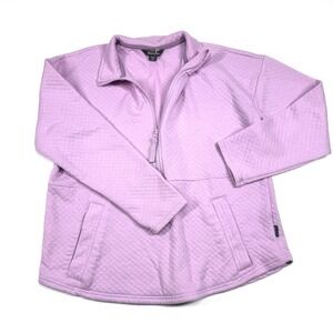 Quilted Pullover Women's S‎ 1/2 Zip Purple Mock Neck Pockets Sweater Eddie Bauer